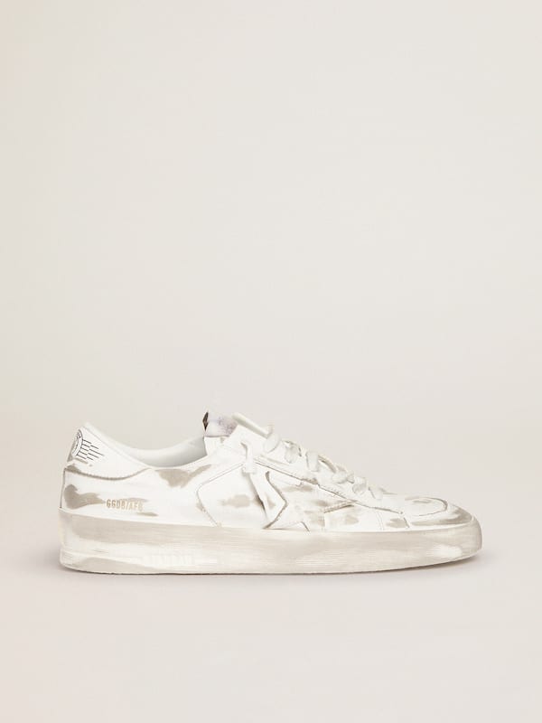 Golden Goose - Men's Stardan in white leather with distressed effect in 