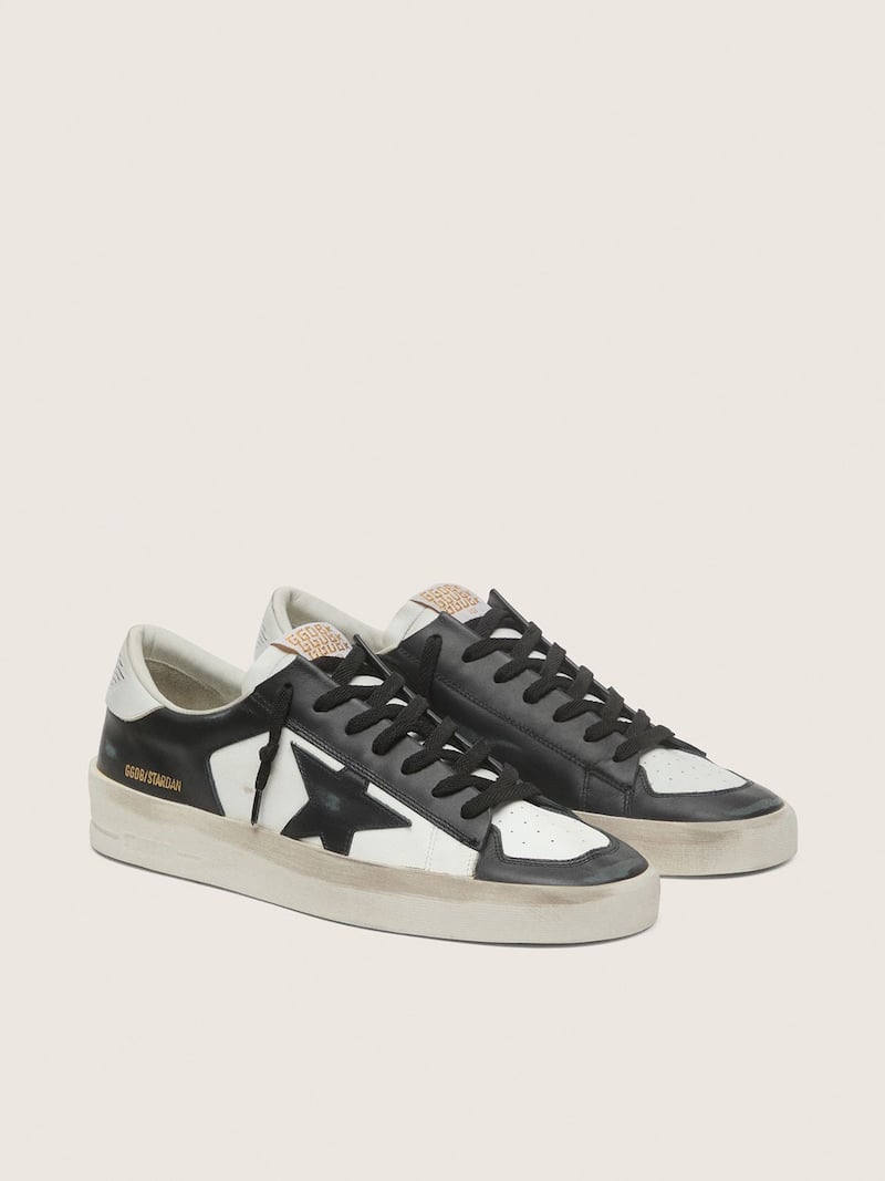 Golden Goose - Stardan homme en cuir blanc et noir in 