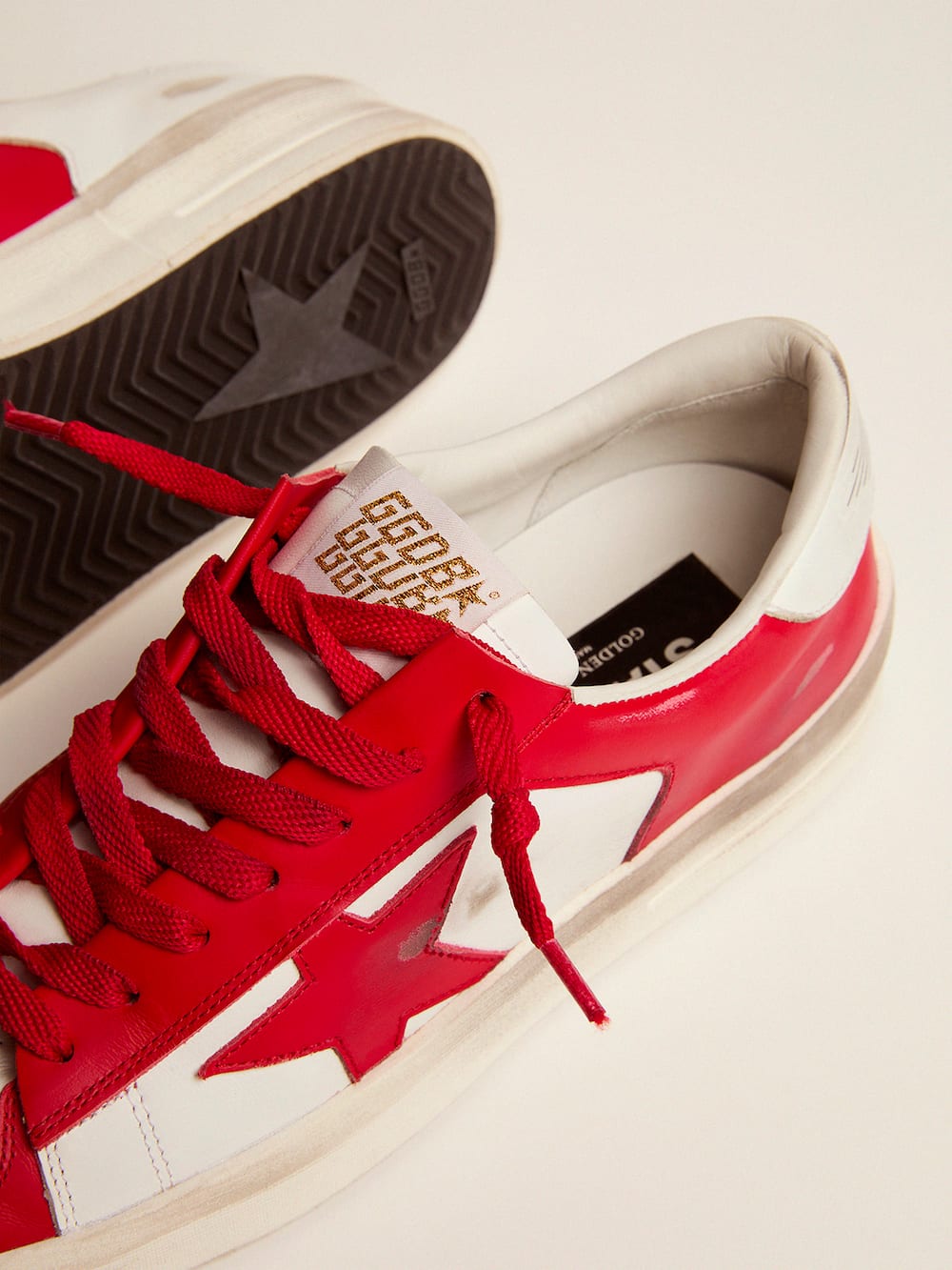 Golden Goose - Men's Stardan in white and red leather in 
