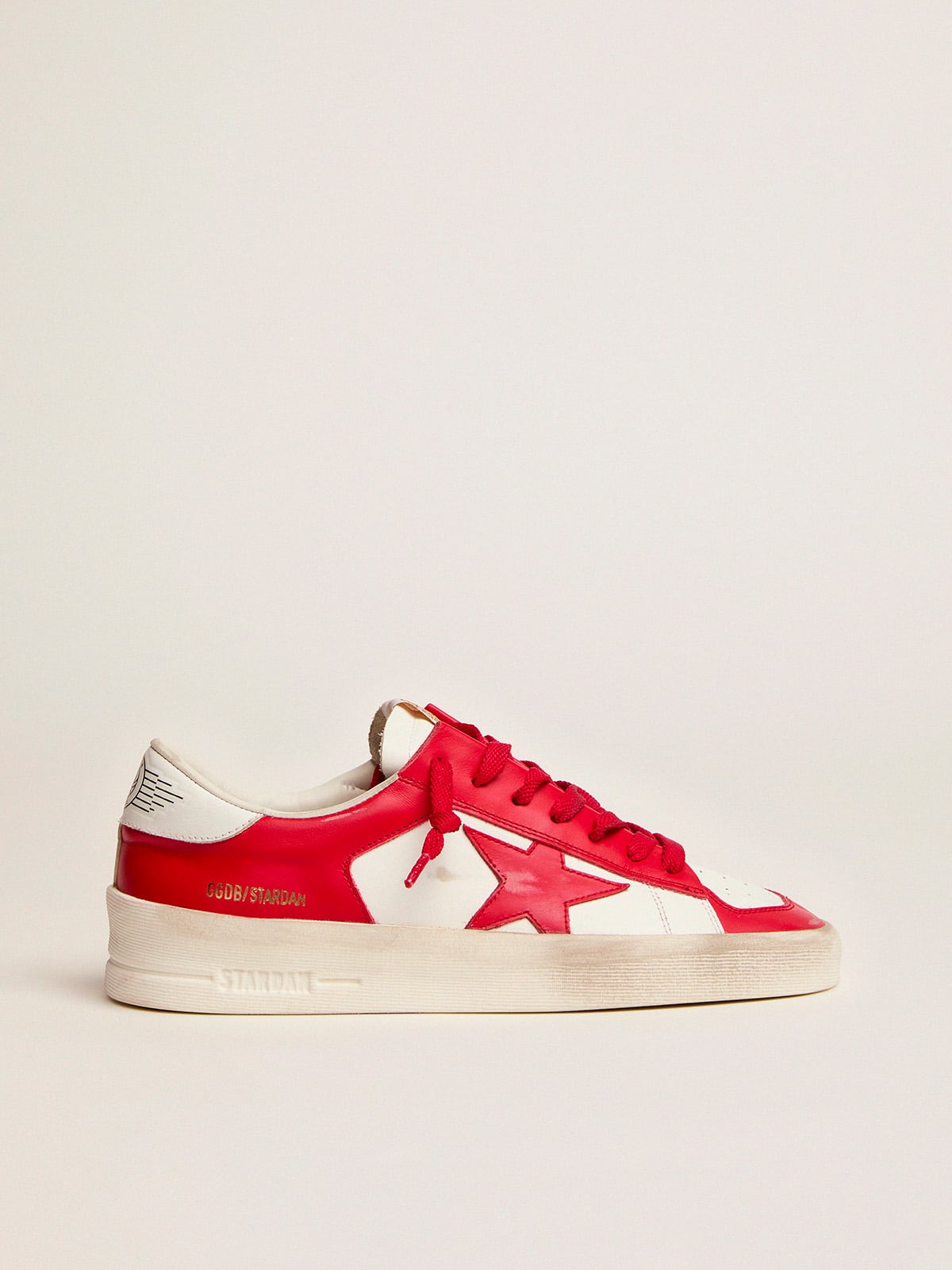 Golden Goose - Stardan masculino de couro branco e vermelho in 