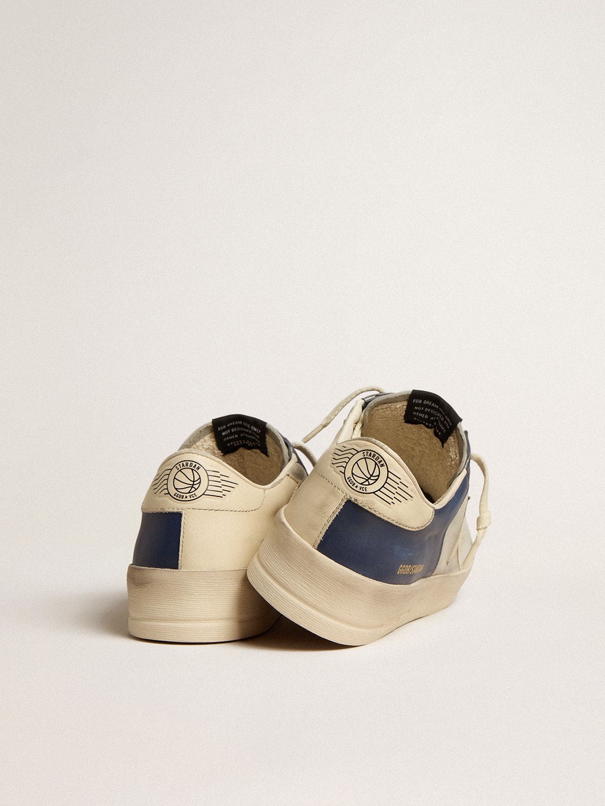 Golden Goose - Men’s Stardan in grey and blue leather with cream-colored star and heel tab in 