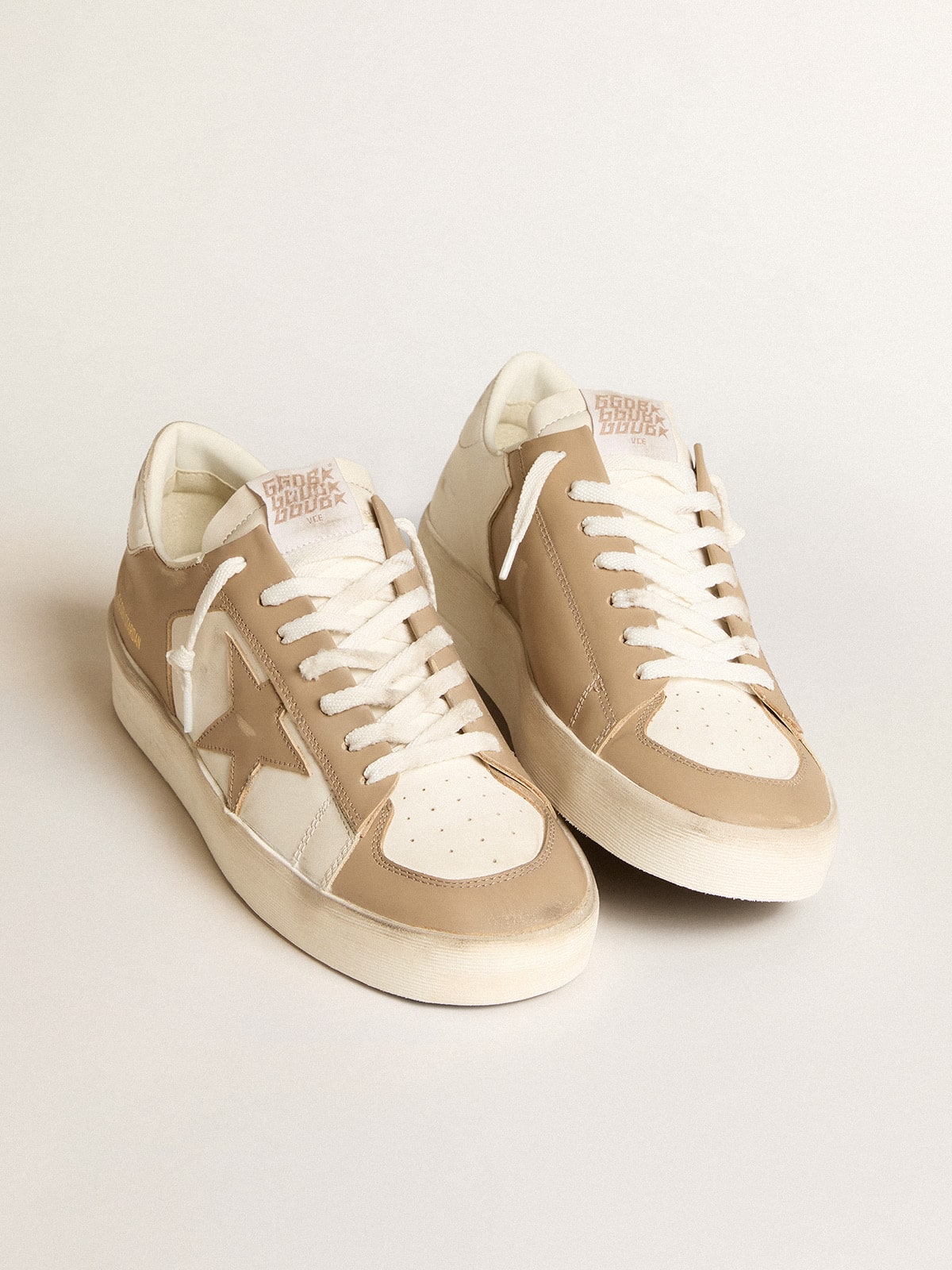 Golden Goose - Men's Stardan in white and beige leather with beige star and white heel tab in 