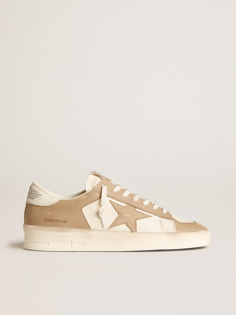 Men's Stardan in white and beige leather with beige star and white heel tab