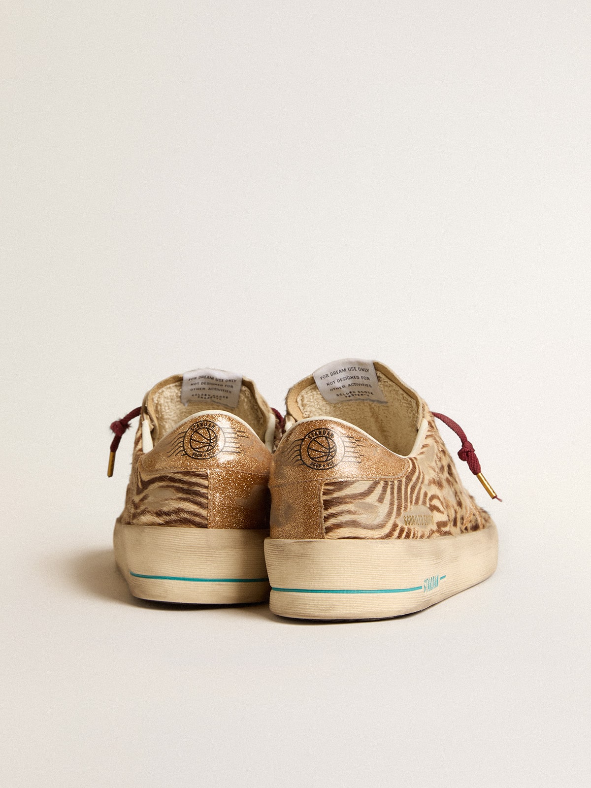 Golden Goose - Stardan Uomo LTD in cavallino animalier con stella in glitter oro in 