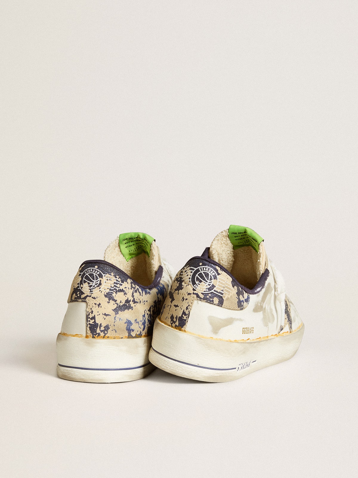 Golden Goose - Stardan LAB Herren aus weißem Leder mit Camouflagemuster an Stern und Ferse in 