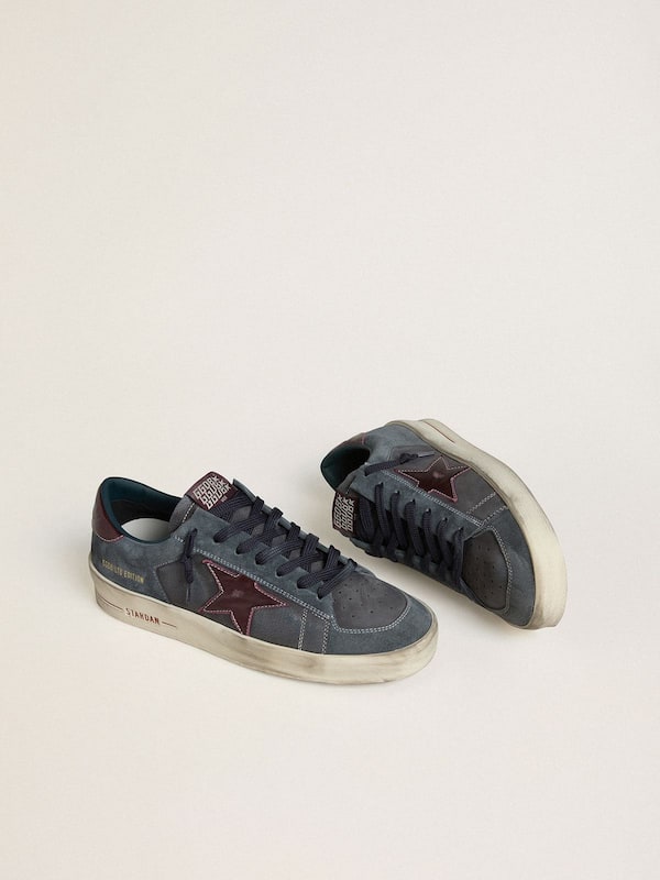 Golden Goose - Men's Stardan LTD in anthracite nubuck and blue suede with metallic leather star in 
