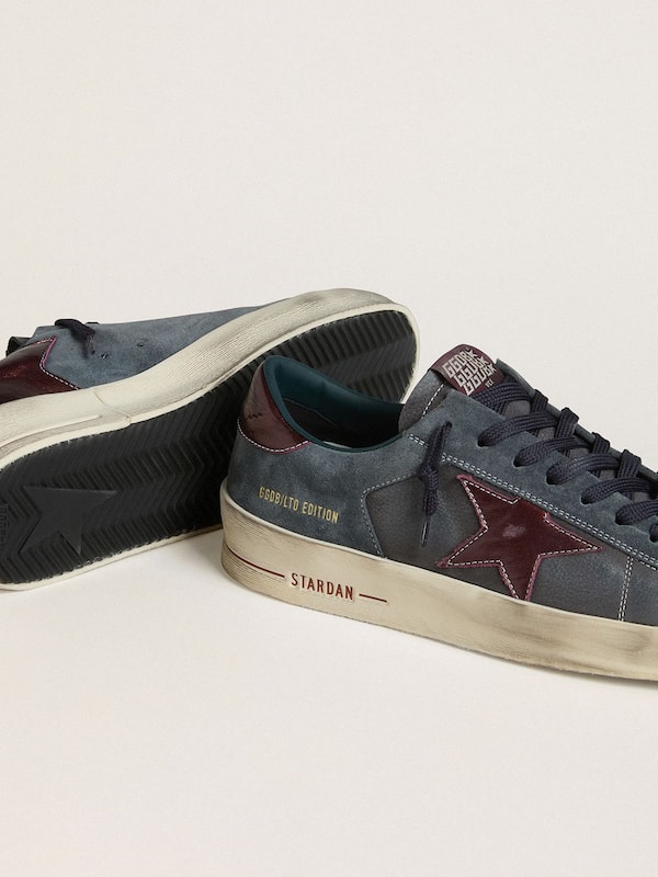 Golden Goose - Men's Stardan LTD in anthracite nubuck and blue suede with metallic leather star in 