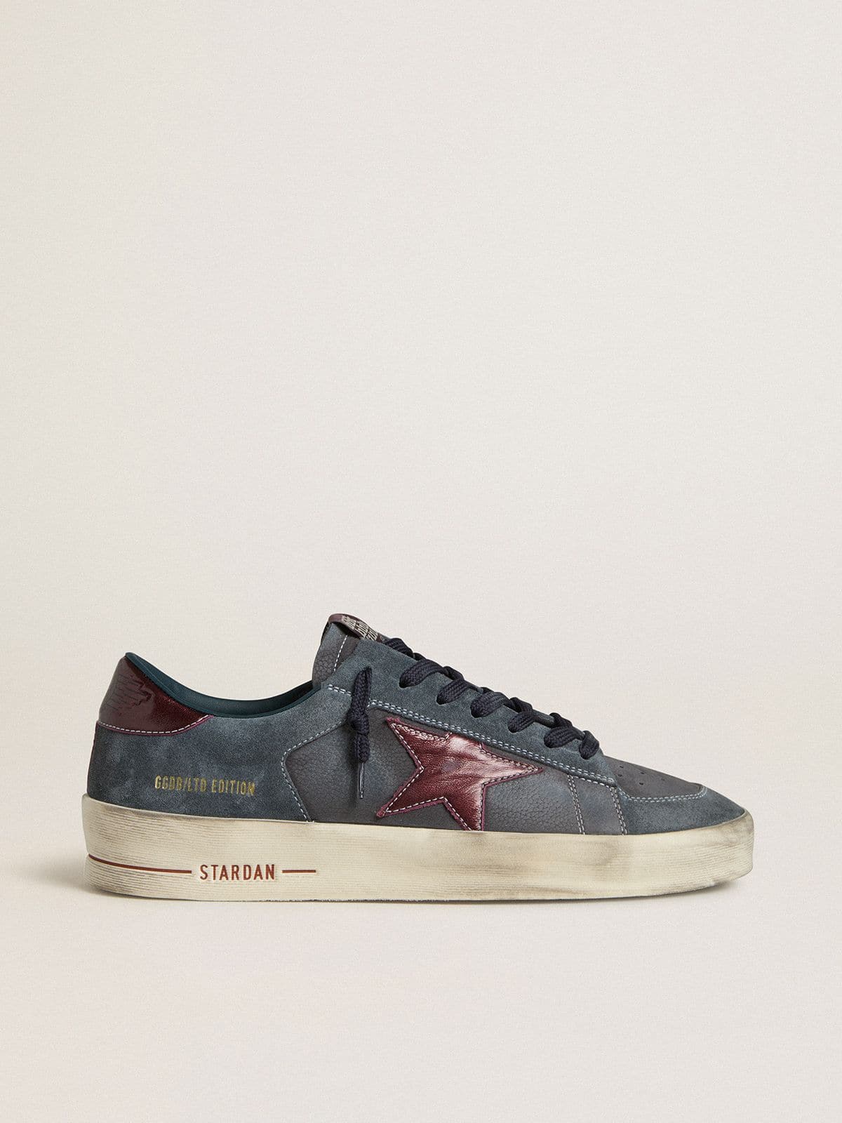 Golden Goose - Men's Stardan LTD in anthracite nubuck and blue suede with metallic leather star in 