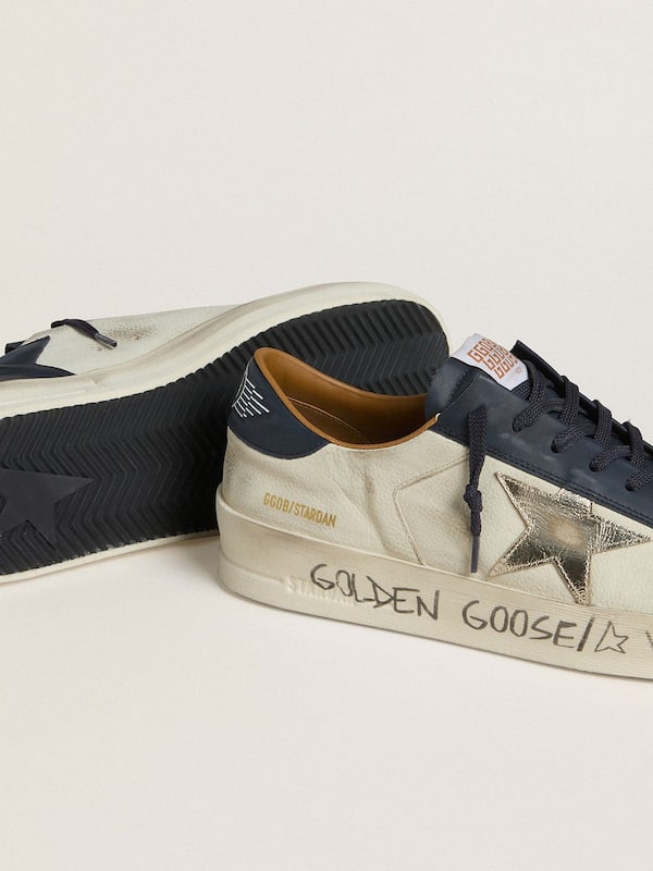 Golden Goose - Men's Stardan in nubuck with metallic leather star and blue nappa heel tab in 