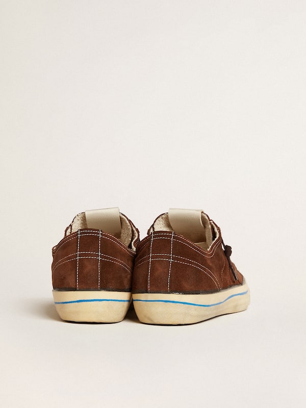 Golden Goose - Men's V-Star LTD sneakers in dark brown suede with tone-on-tone star in 