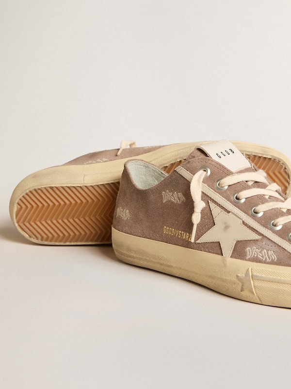 Golden Goose - Men's V-Star in dove-gray suede with light gray leather star in 