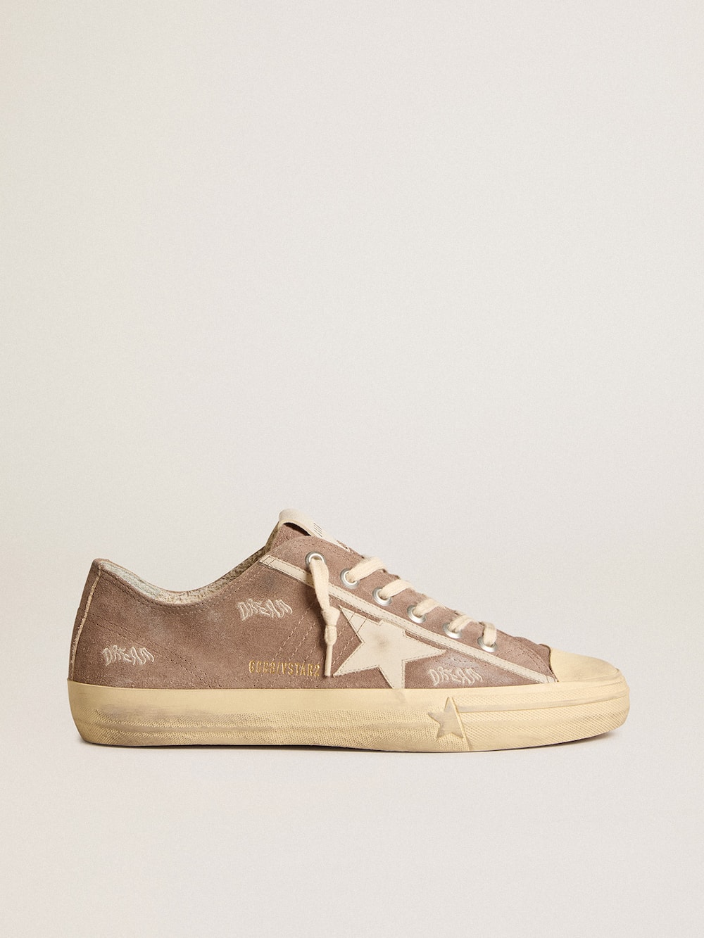 Golden Goose - Men's V-Star in dove-gray suede with light gray leather star in 