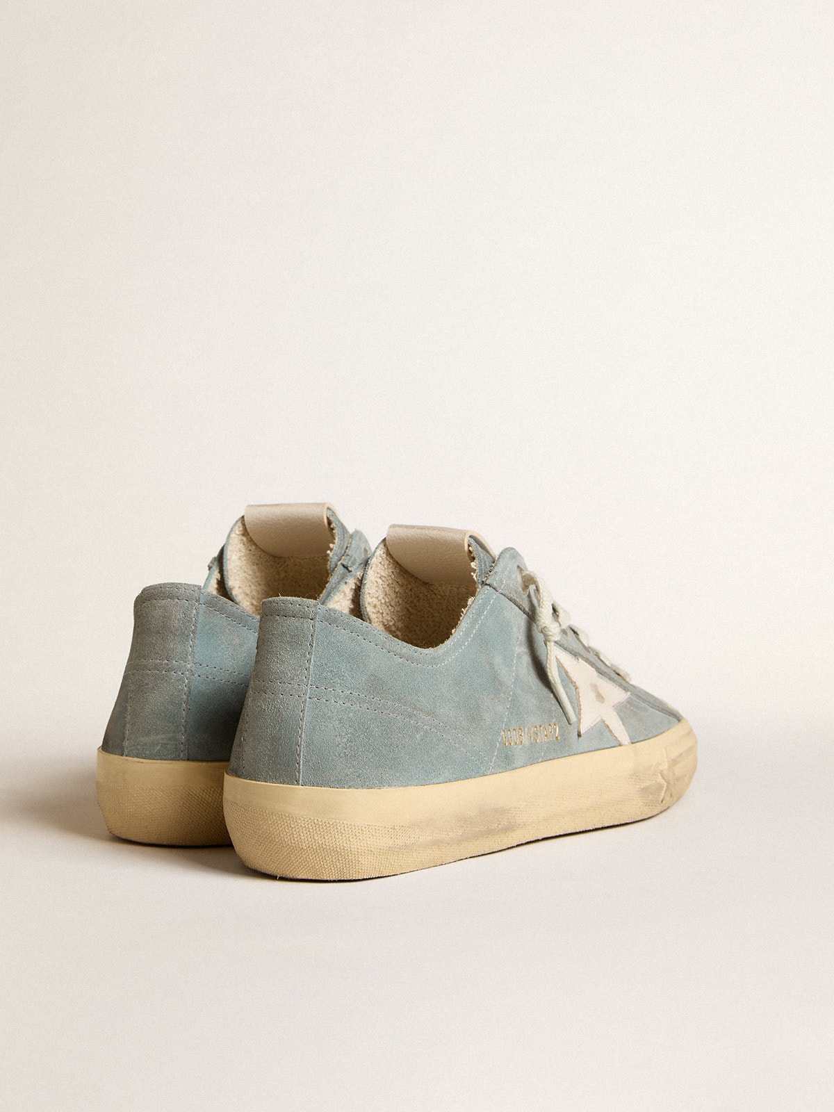 Golden Goose - V-Star in silver-blue suede with white leather star in 