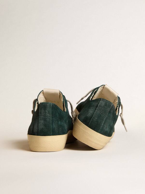 Golden Goose - Men's V-Star in forest-green suede with white leather star in 