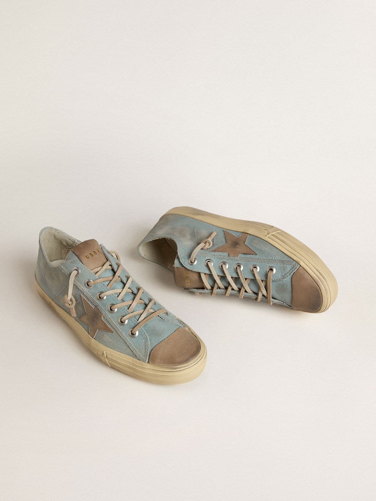 Men's V-Star in light blue canvas with dove-gray leather star