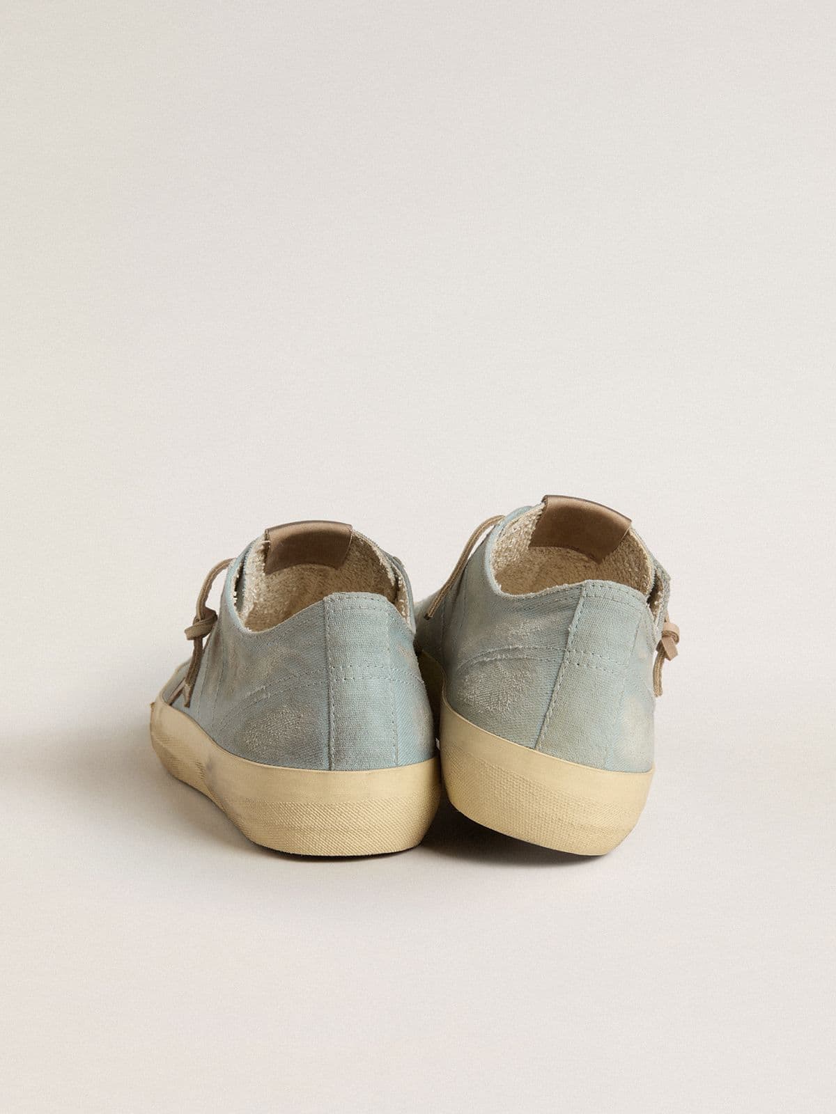 Golden Goose - Men's V-Star in light blue canvas with dove-gray leather star in 