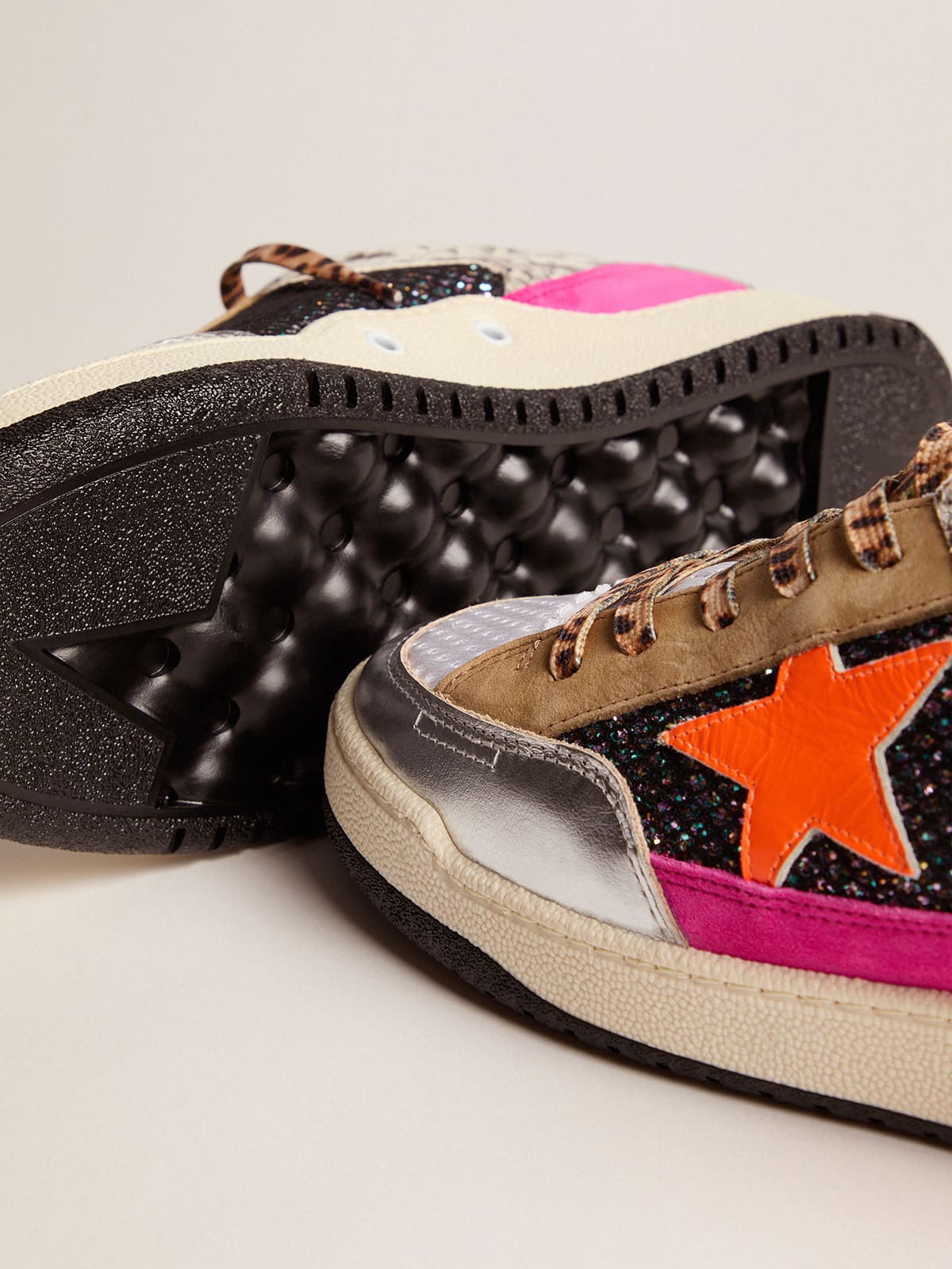 Golden Goose - Men’s snakeskin-print Yeah sneakers with orange star in 