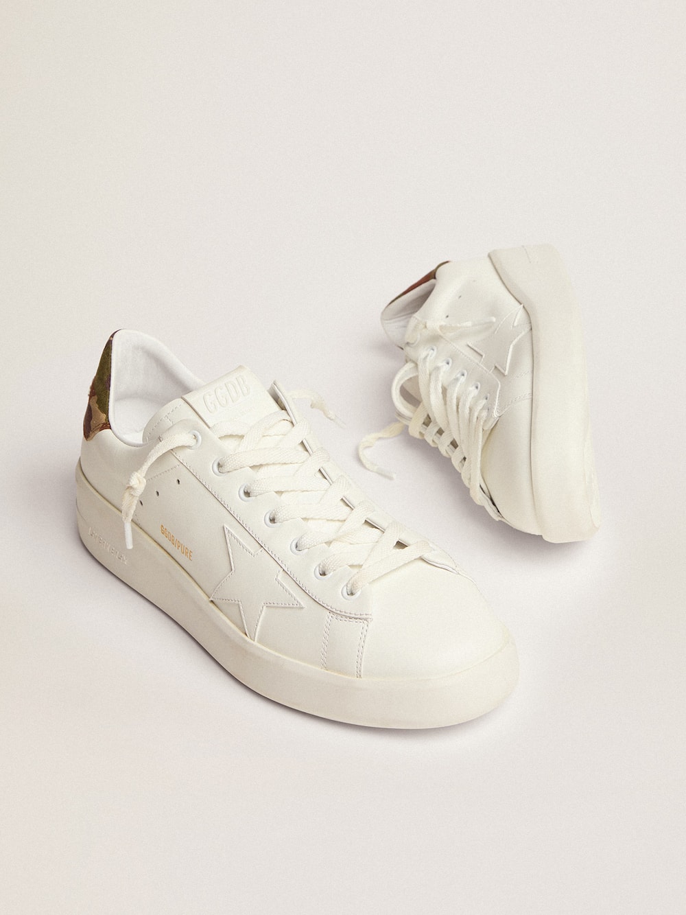 Golden Goose - Men's Purestar in white leather with tone-on-tone star in 