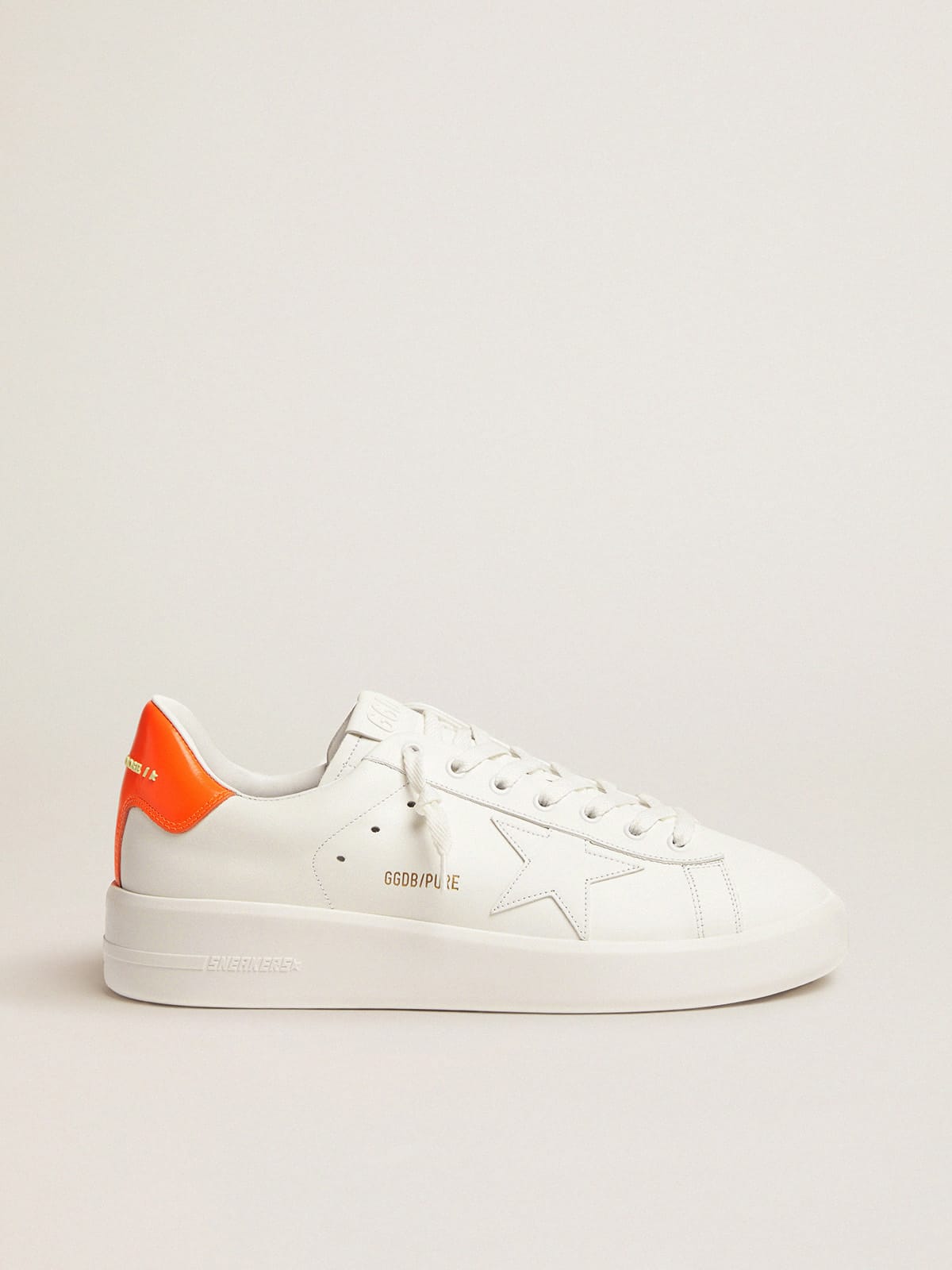 Golden Goose - Zapatillas deportivas Purestar blancas con refuerzo del talón naranja flúor in 