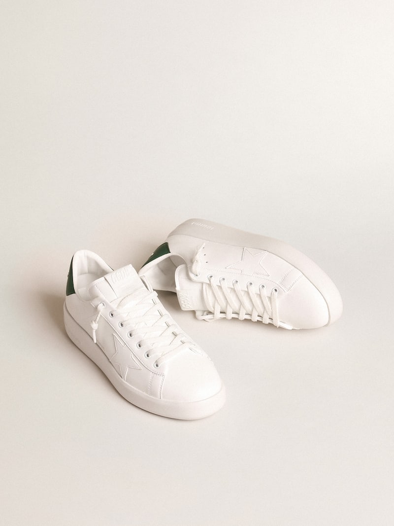 Golden Goose - Purestar con estrella bio-based blanca y refuerzo del tal&oacute;n de piel opaca verde in 
