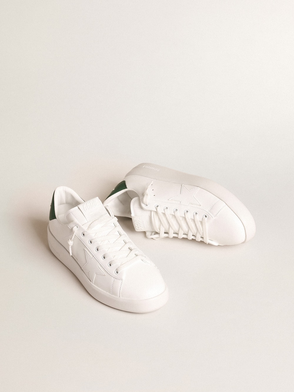 Golden Goose - Purestar with white bio-based star and mat green leather heel tab in 