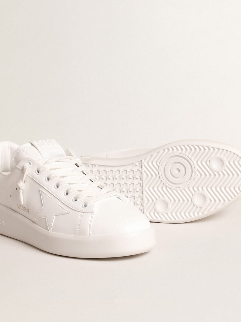 Golden Goose - Purestar con estrella bio-based blanca y refuerzo del tal&oacute;n de piel opaca verde in 