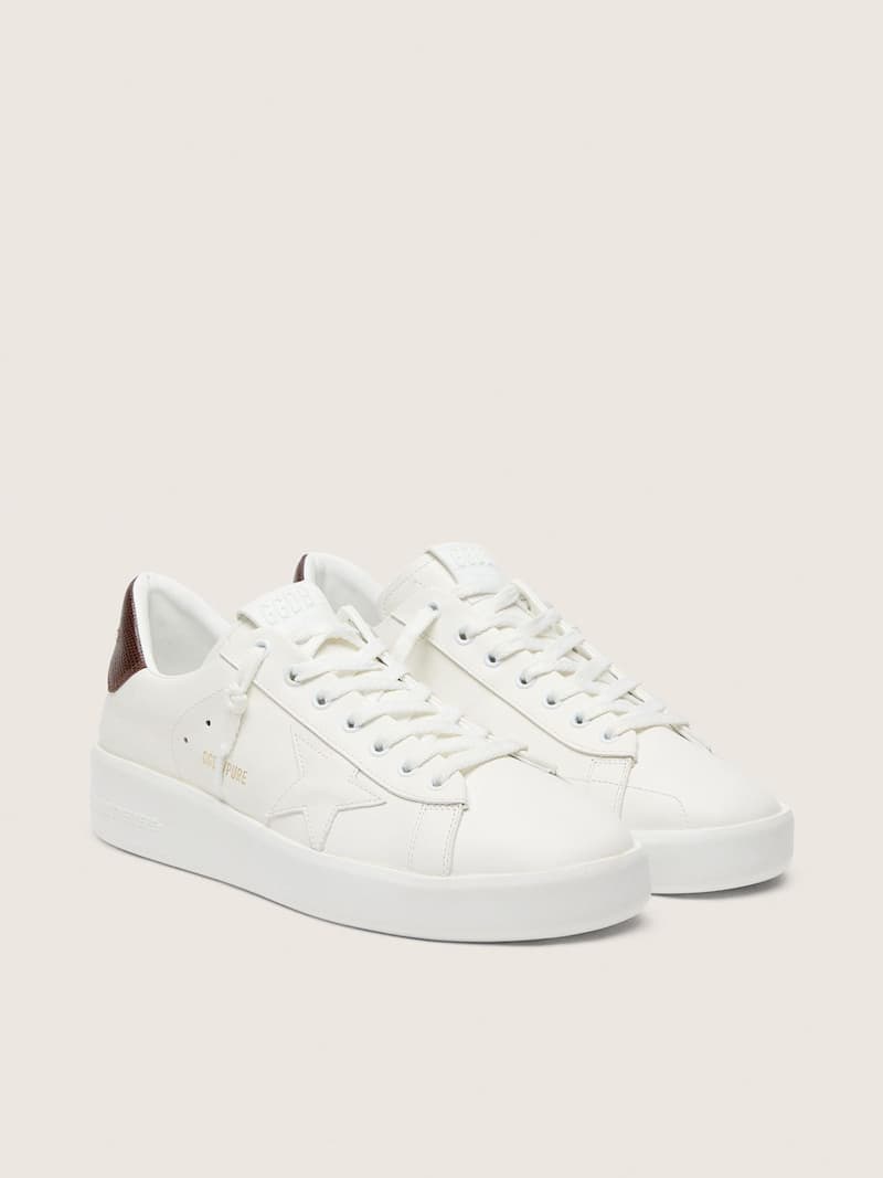 Golden Goose - Purestar con estrella blanca y refuerzo del tal&oacute;n con estampado lagarto burdeos in 