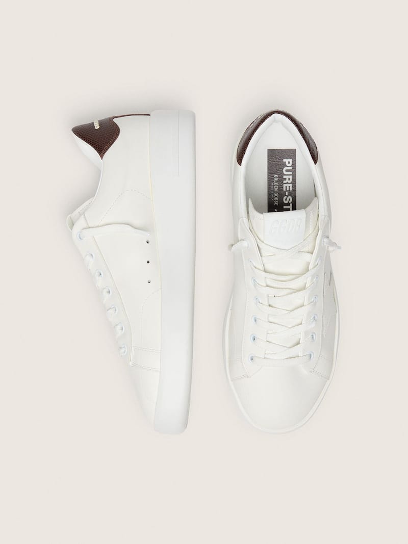 Golden Goose - Purestar con estrella blanca y refuerzo del tal&oacute;n con estampado lagarto burdeos in 