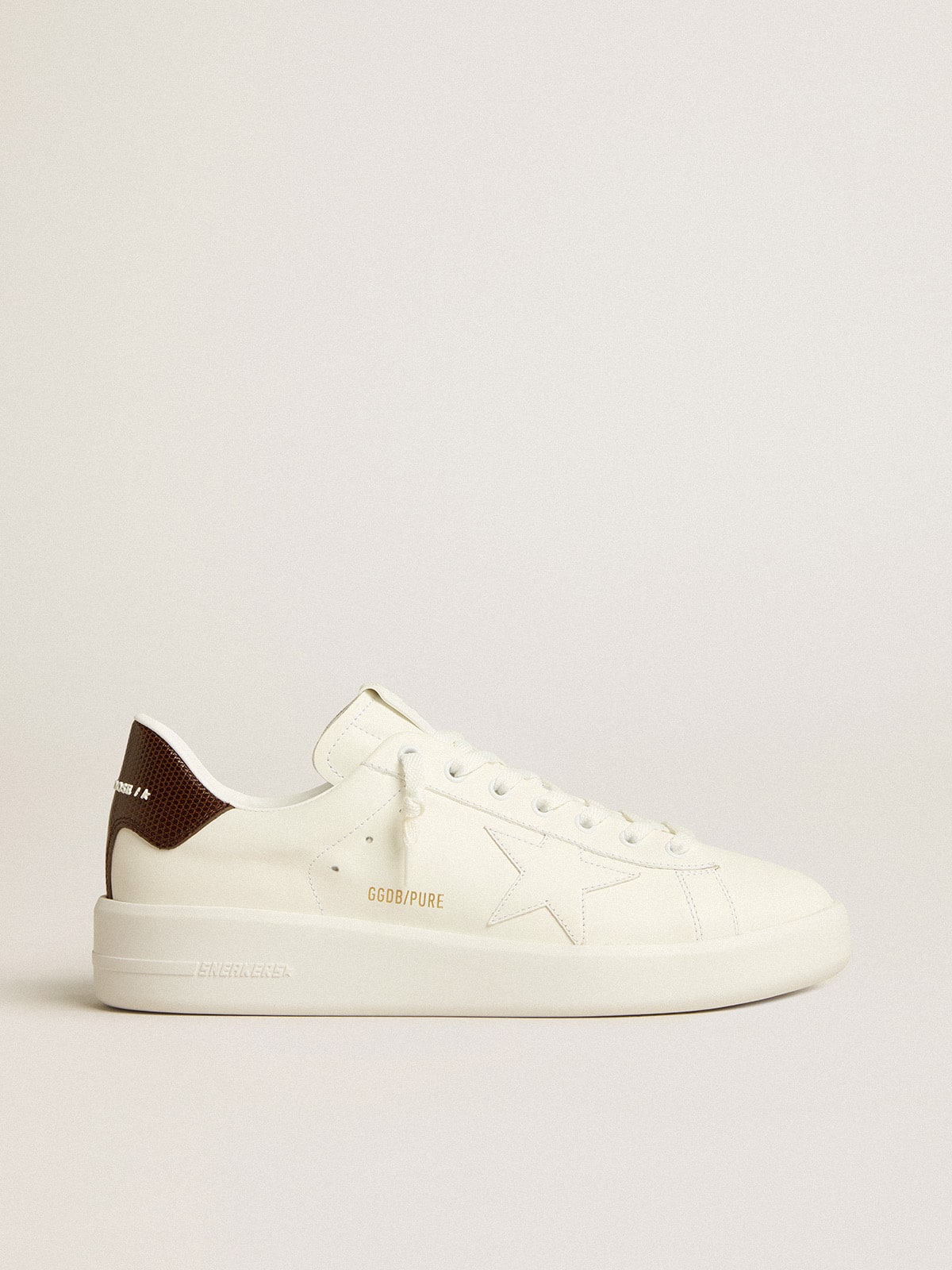 Golden Goose - Purestar with white star and burgundy lizard-print heel tab in 