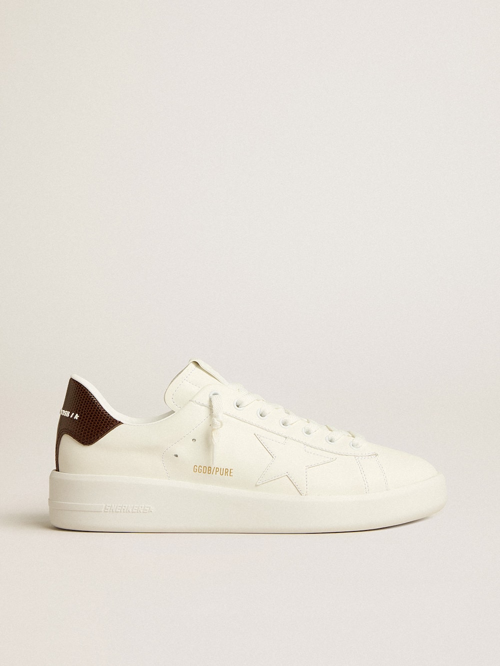 Golden Goose - Purestar with white star and burgundy lizard-print heel tab in 
