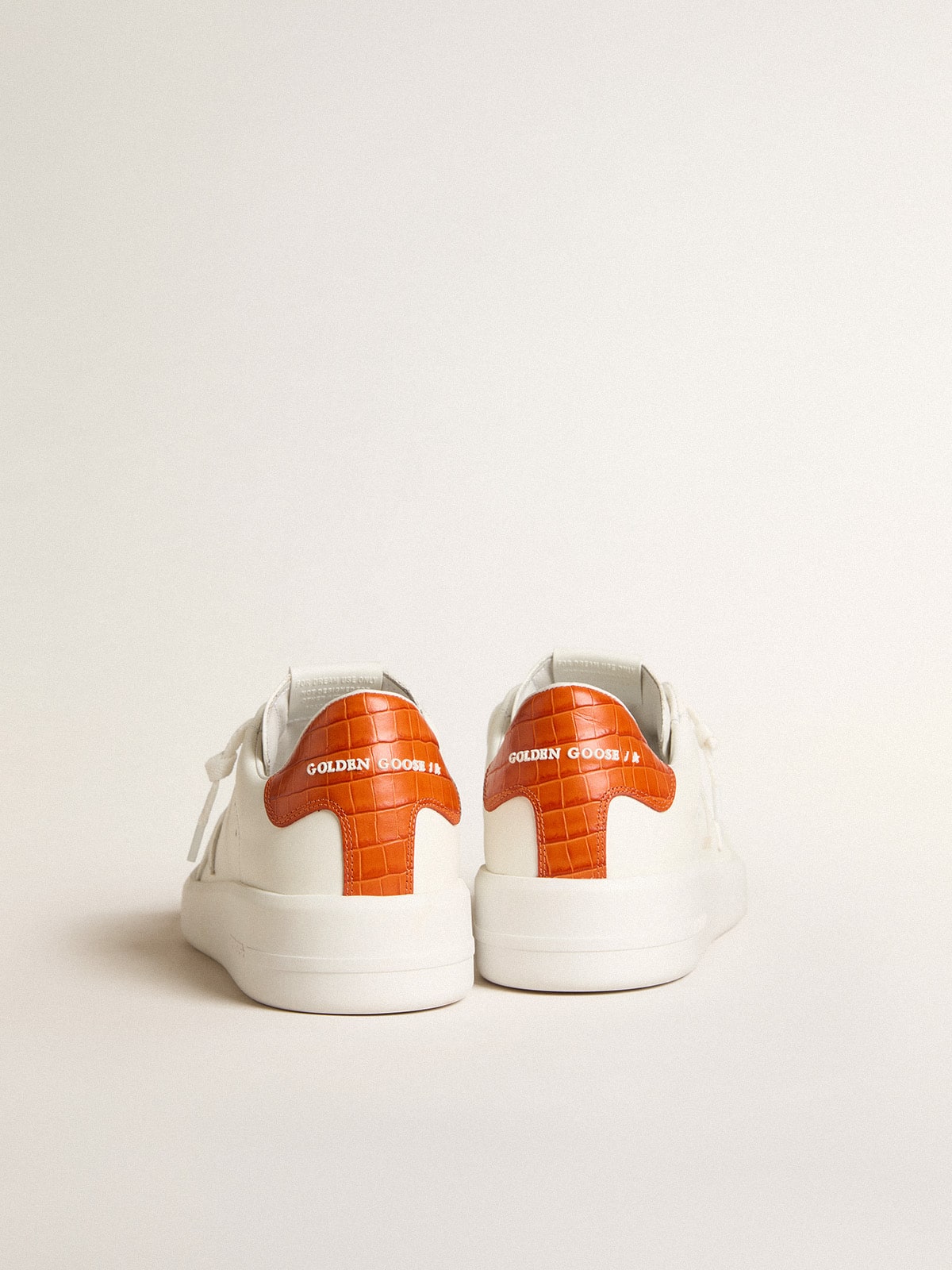 Golden Goose - Men's Purestar with white leather star and orange heel tab in 