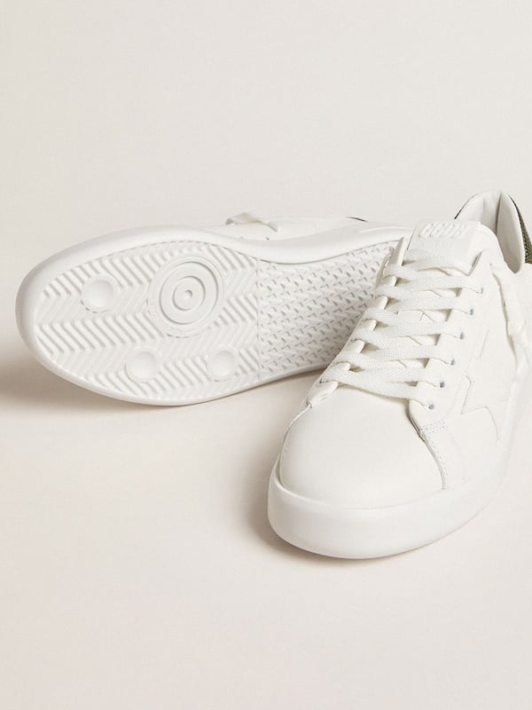 Golden Goose - Men's Purestar with white leather star and dark green heel tab in 