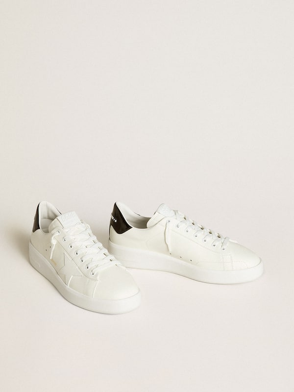 Golden Goose - Men’s Purestar with leather star and black patent leather heel tab in 