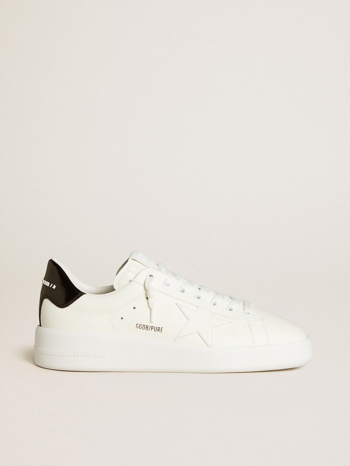 スニーカー [GOLDEN ] Men's Pure Star Sneakers Black Tab 남성 레더 스타 & 블랙 페이턴트 레더 힐탭 퓨어스타