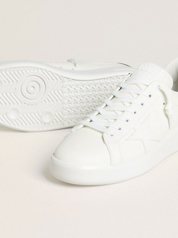 Golden Goose - Men’s Purestar with white leather star and burgundy croc-print leather heel tab in 