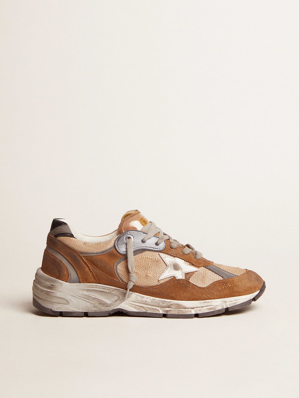 Golden Goose - Men's Dad-Star in tobacco-colored mesh and suede with white star in 