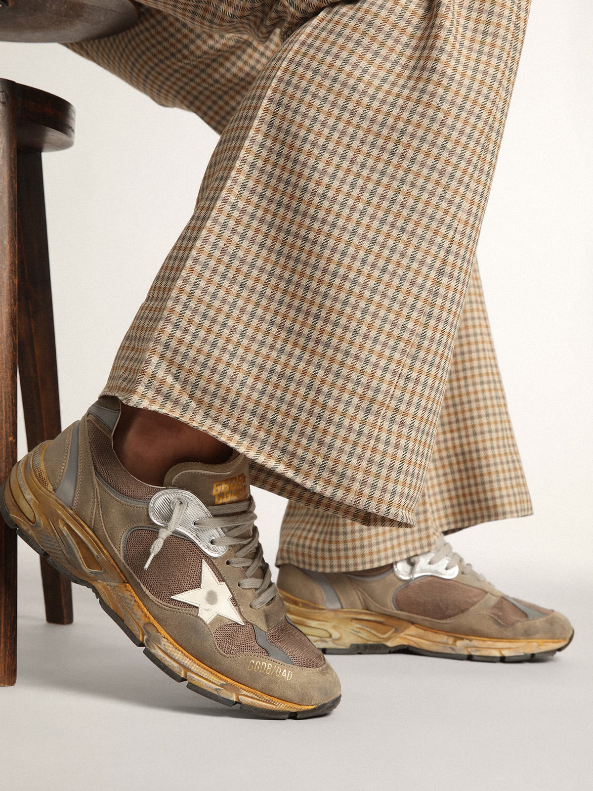 Golden Goose - Dad-Star para hombre de malla y ante gris paloma in 