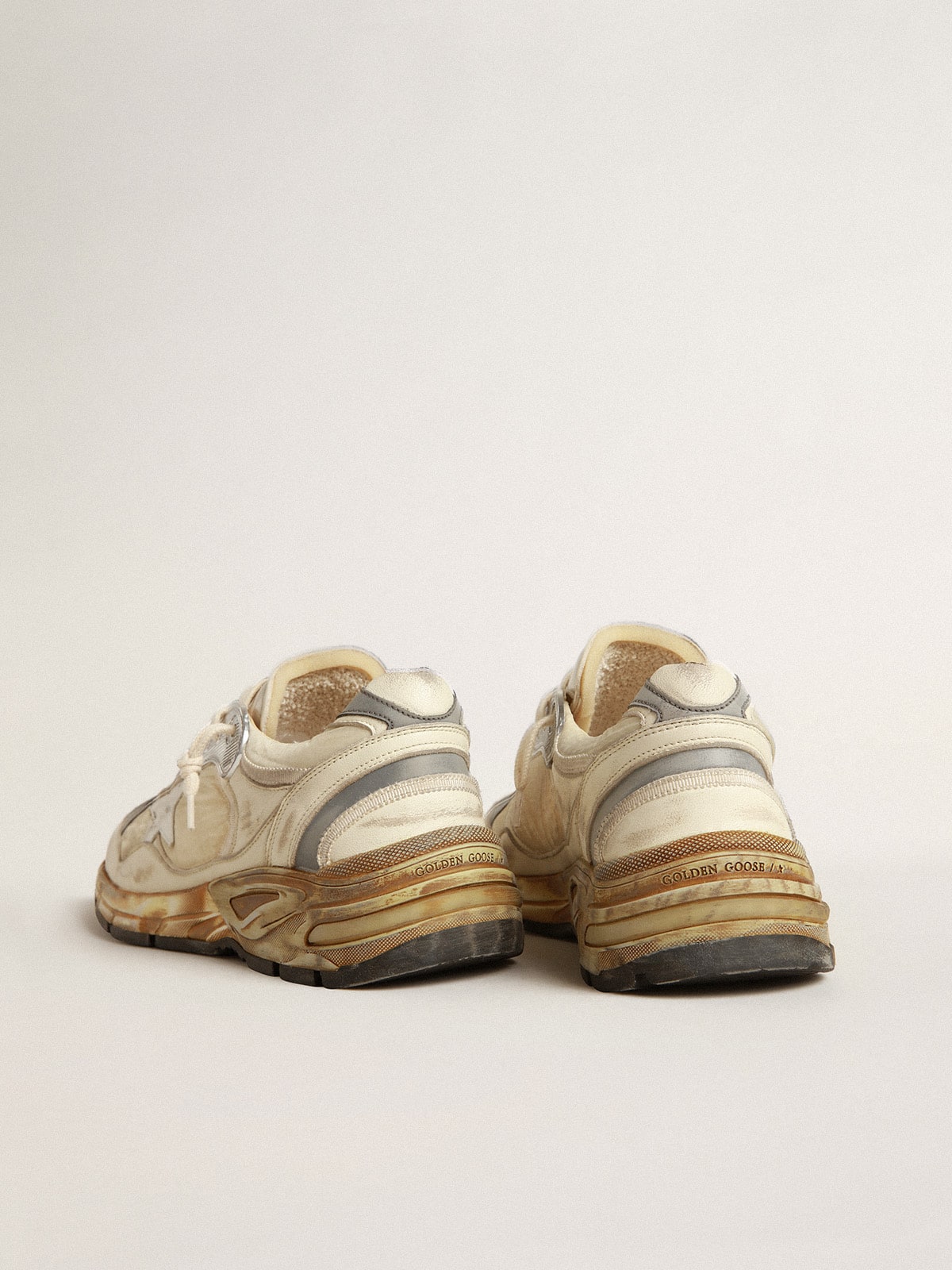 Golden Goose - Dad-Star de hombre de nailon y napa beige con estrella de piel blanca in 