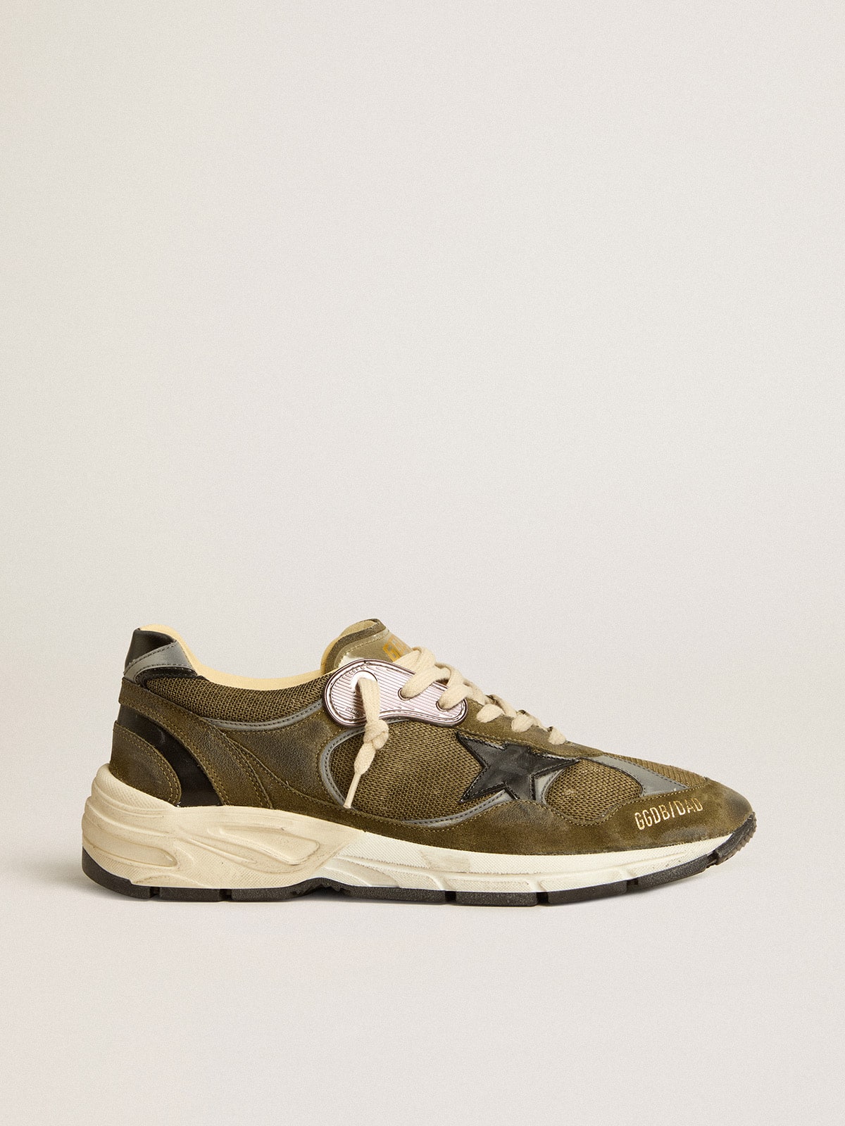 Men s Dad Star in suede and mesh with black leather star and heel tab Golden Goose