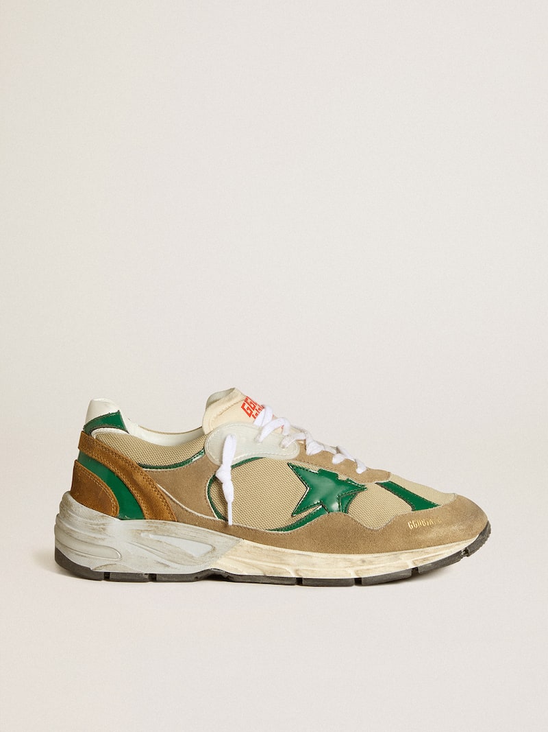 Running Sole Uomo LAB in nylon con stella in pelle verde e inserti in suede