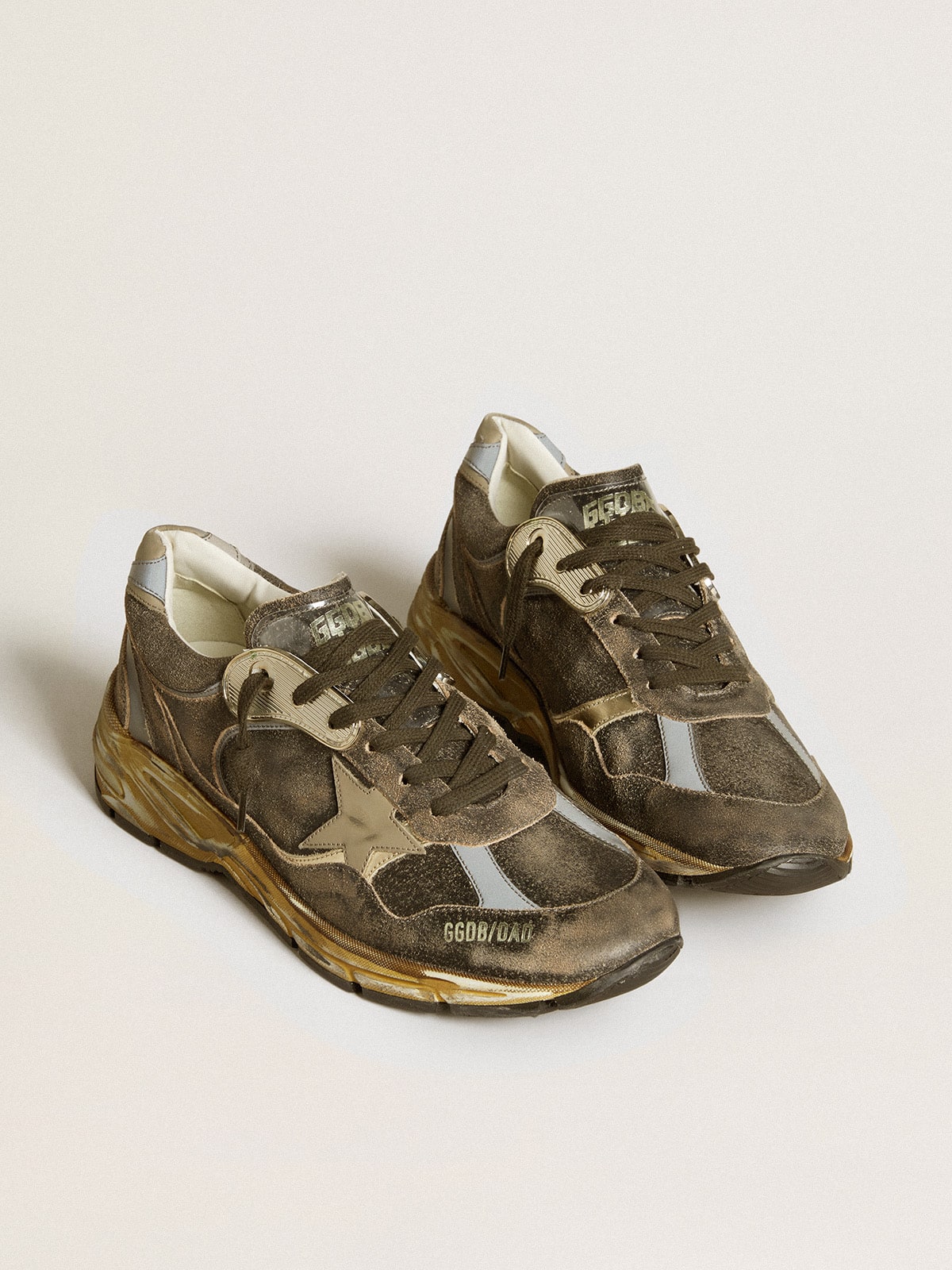 Men's Dad-Star in suede and nylon with khaki leather star and heel tab | Golden  Goose