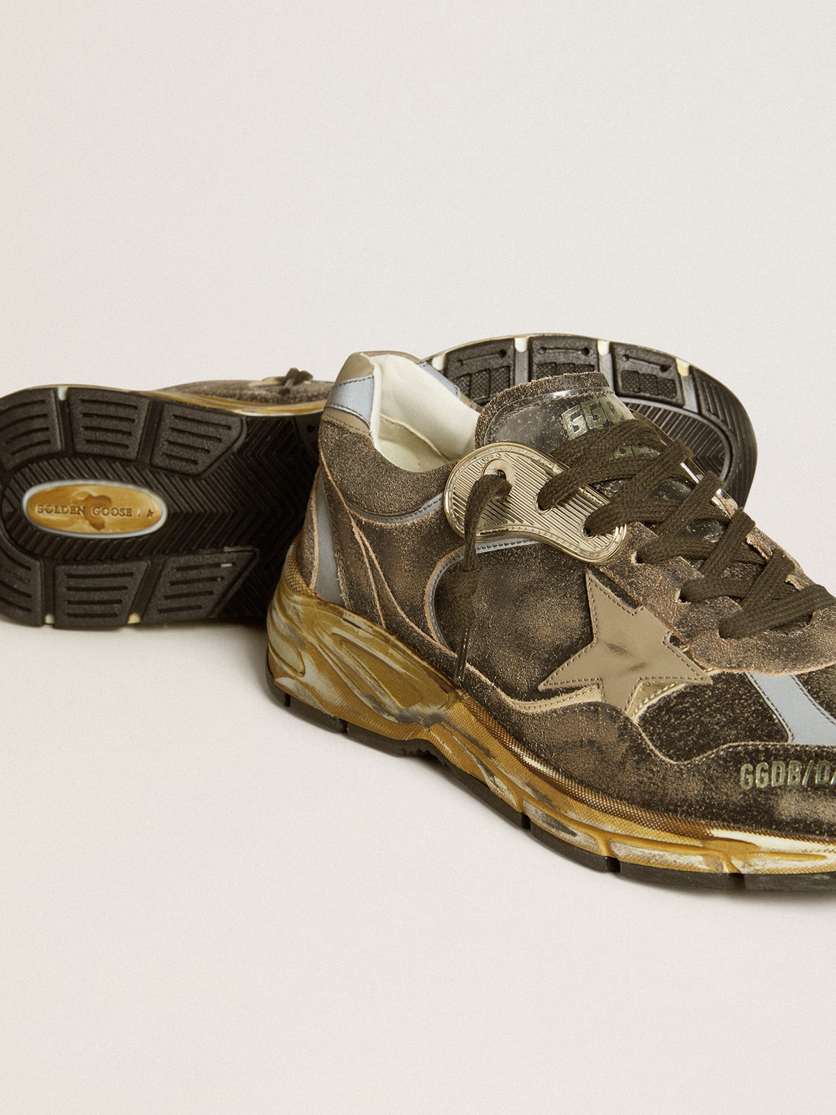 Golden Goose - Men’s Dad-Star in suede and nylon with khaki leather star and heel tab in 