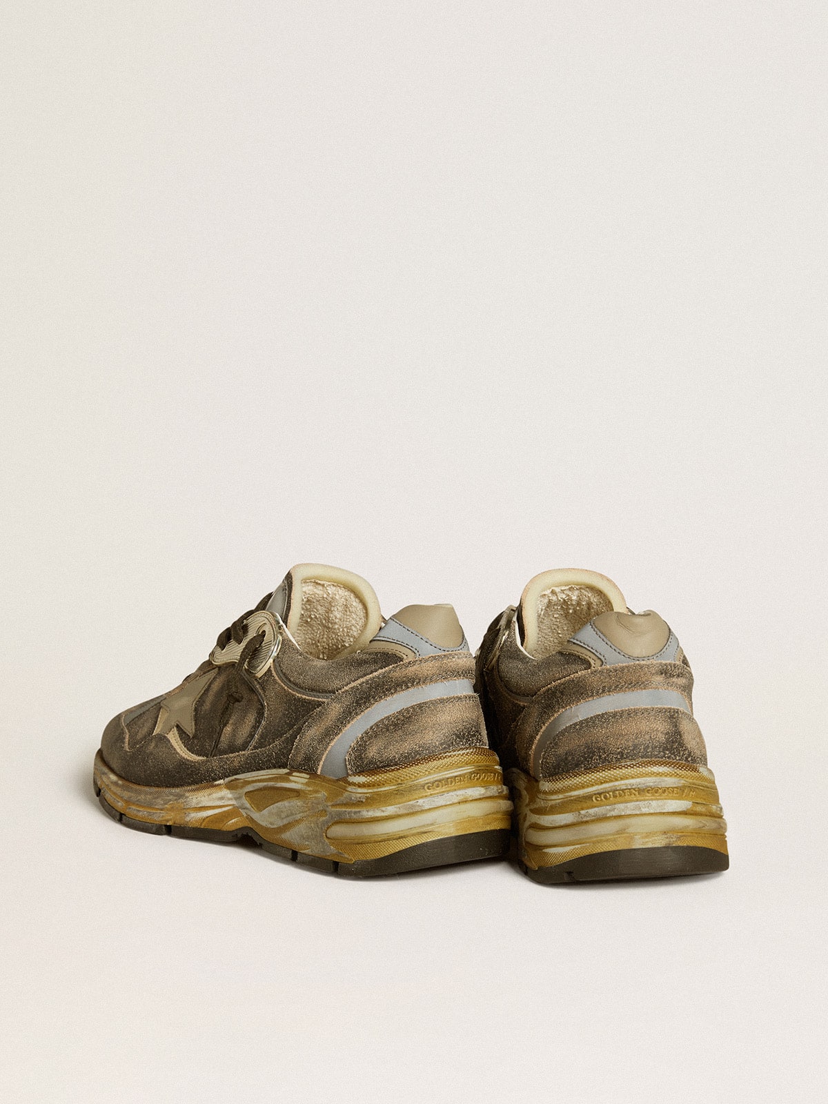 Golden Goose - Men’s Dad-Star in suede and nylon with khaki leather star and heel tab in 