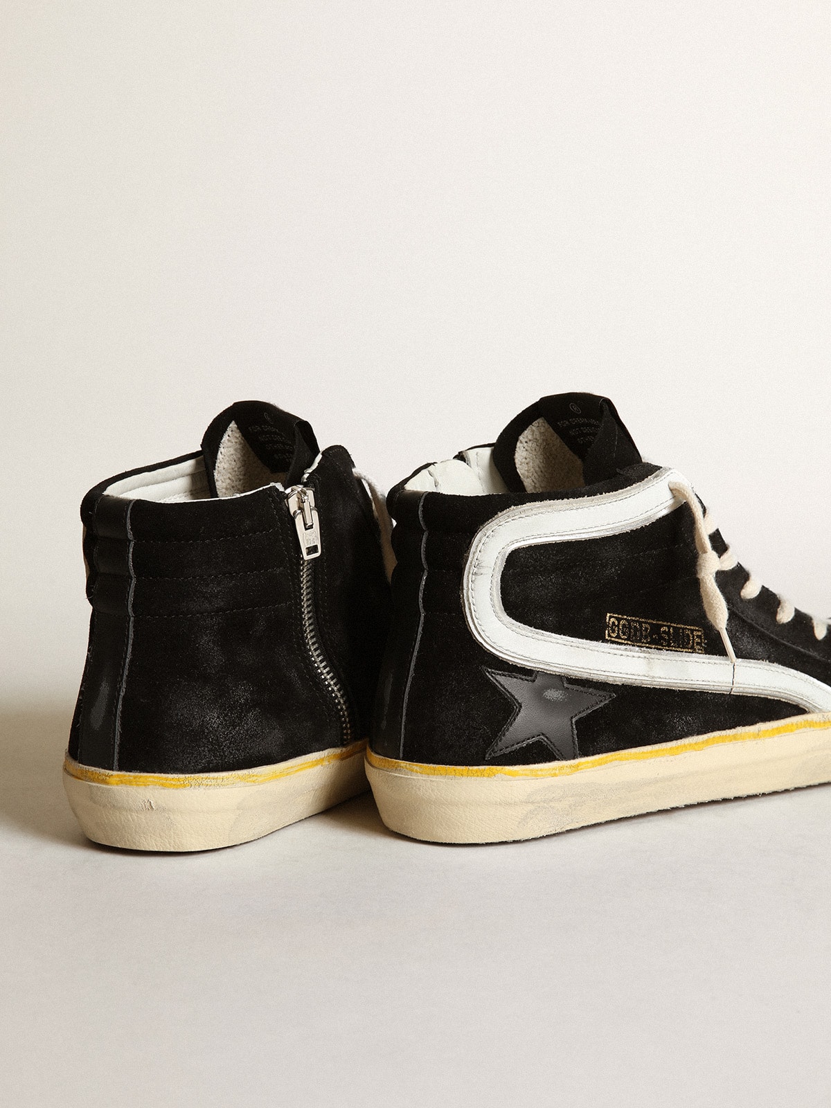 Slide Penstar para hombre de ante negro con estrella negra y destello blanco Golden Goose