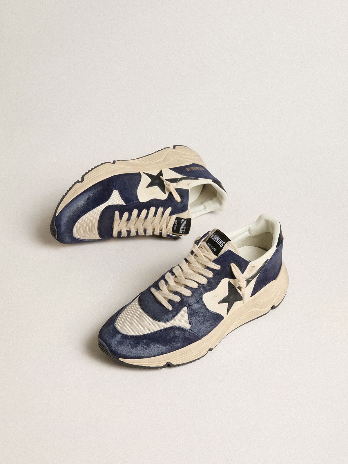 Golden Goose - Men’s Running Sole in black and beige nappa leather with black star and heel tab in 