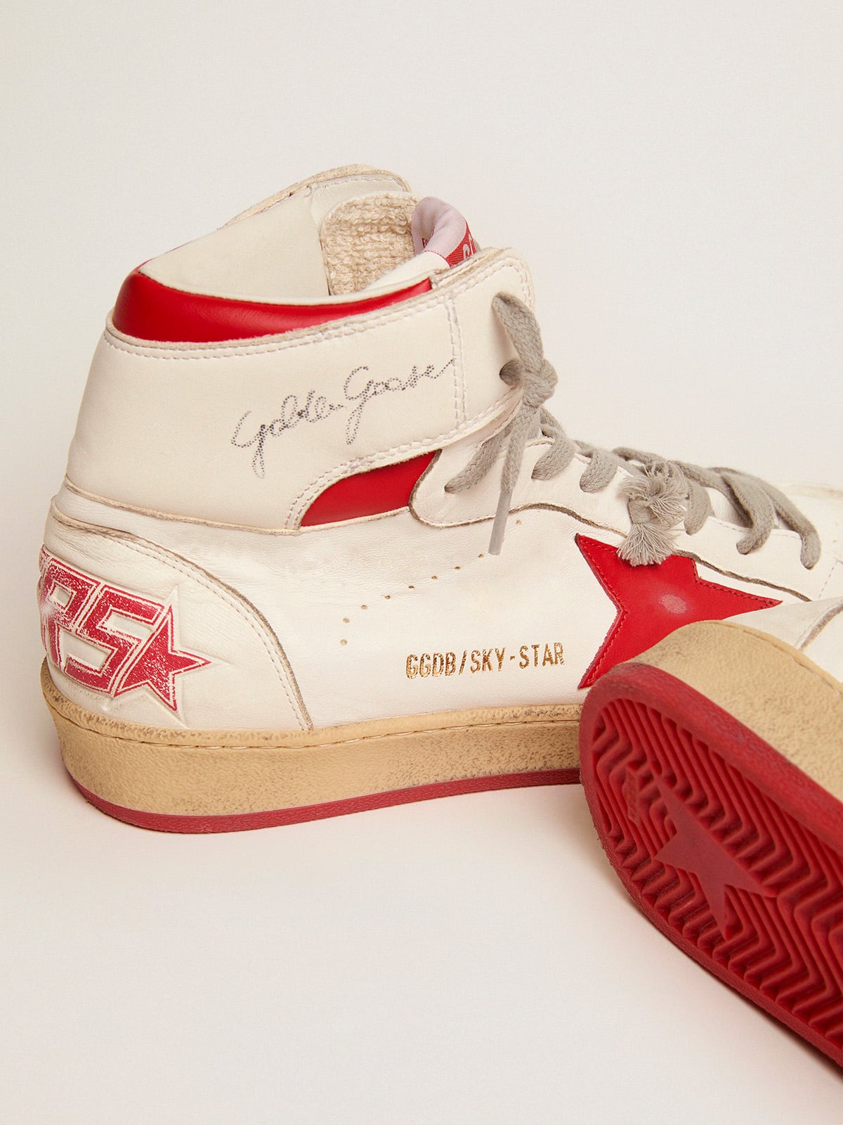 Golden Goose - Men's Sky-Star with signature on the ankle and red inserts in 