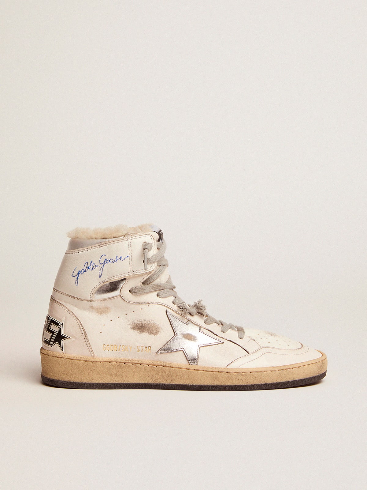 Golden Goose - Zapatillas deportivas Sky-Star de hombre con firma en el tobillo y forro de shearling in 