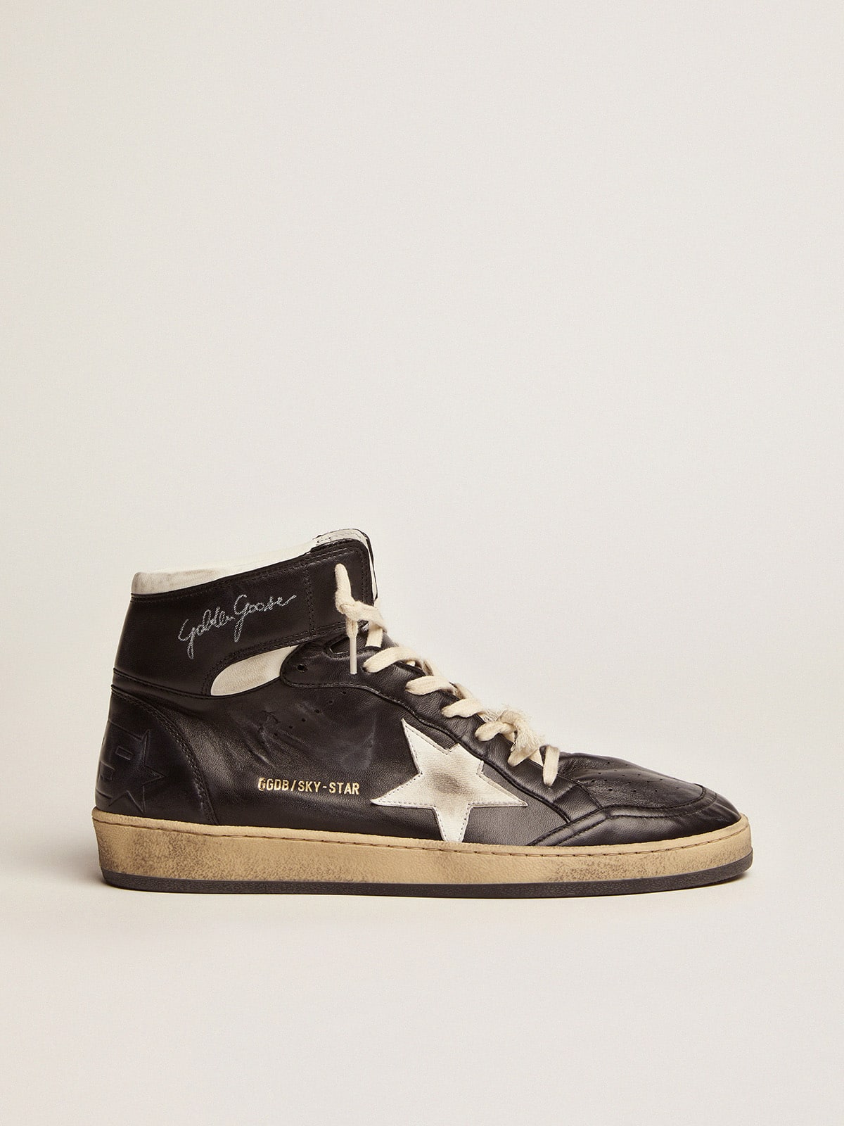 Golden Goose - Sky-Star masculino de napa preta com estrela branca in 