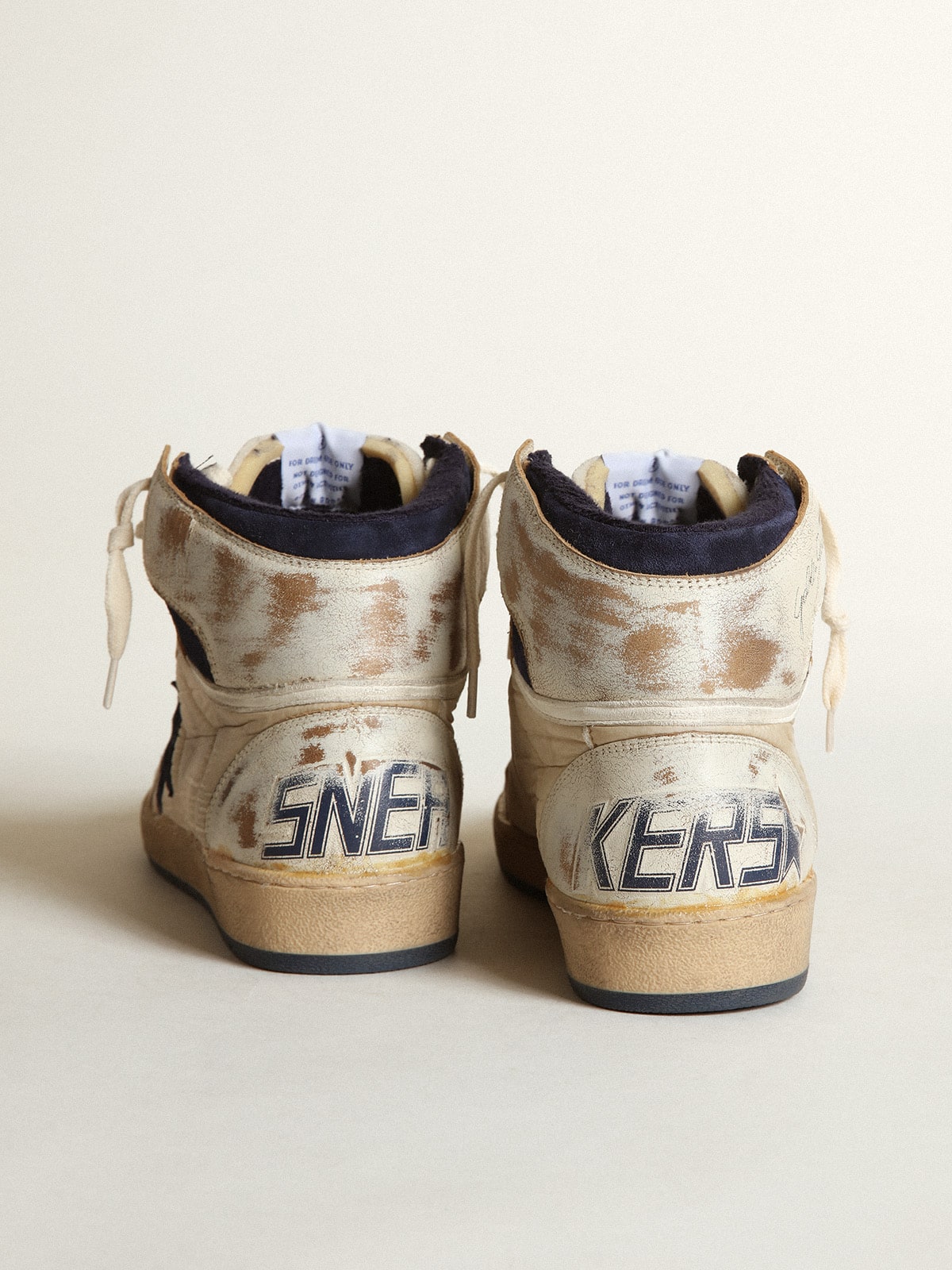 Golden Goose - Herren Sky-Star aus cremefarbenem Nylon und Leder mit blauem Raulederstern in 