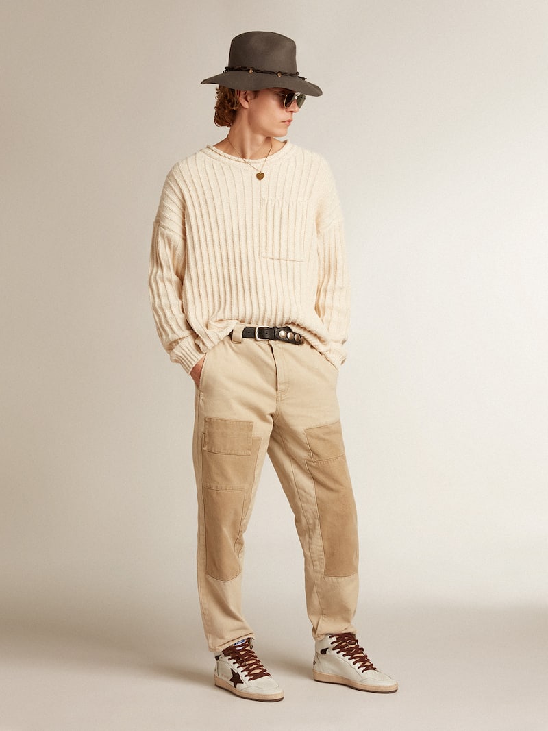 Golden Goose - Sky-Star f&uuml;r Herren aus wei&szlig;em Nappa mit schokobraunem Raulederstern in 